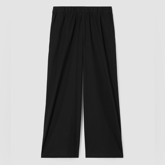 Eileen Fisher Washed Organic Cotton Poplin Wide-Leg Pant - Picture 3 of 9